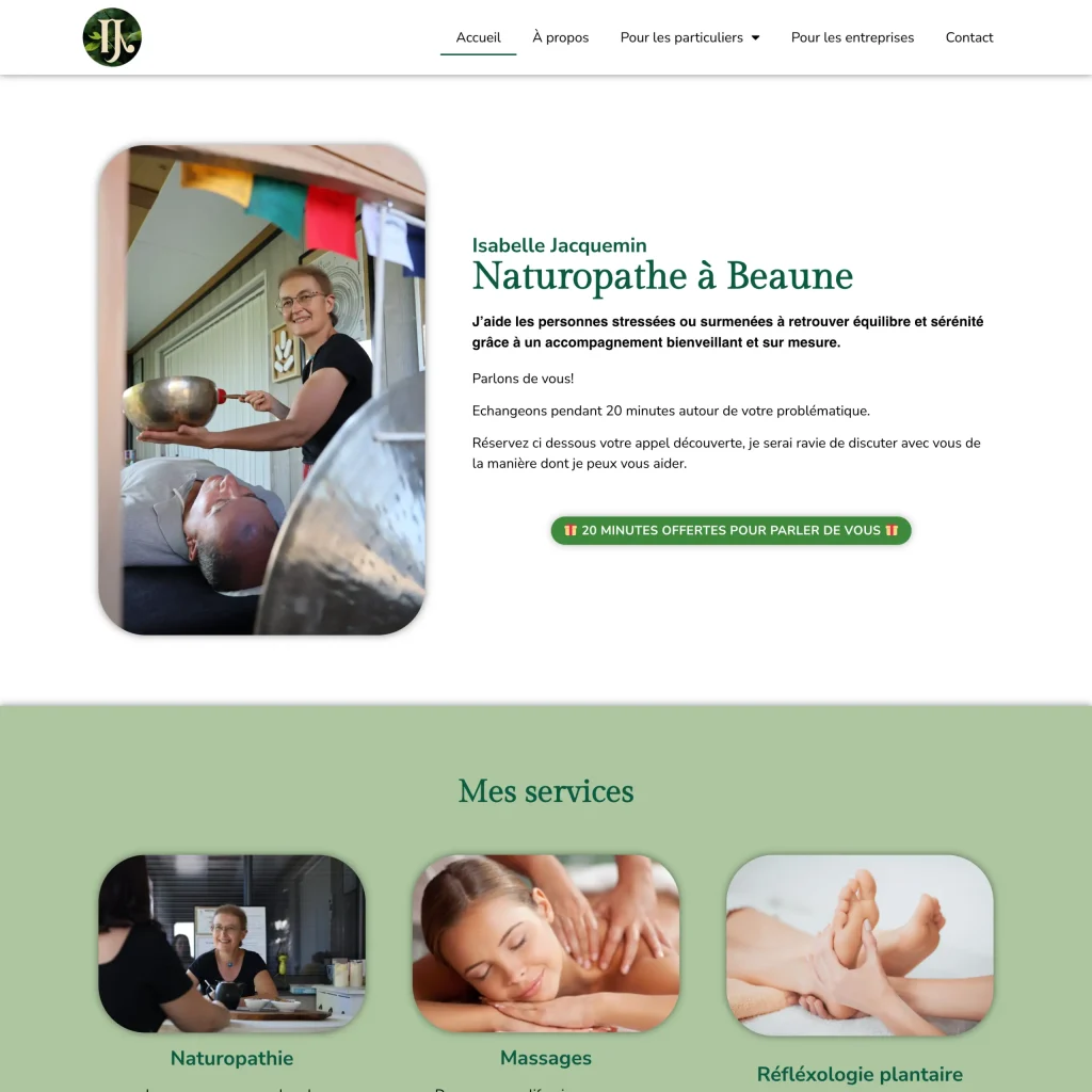 Aperçu du site internet d'Isabelle Jacquemin, naturopathe — création de site thérapeute