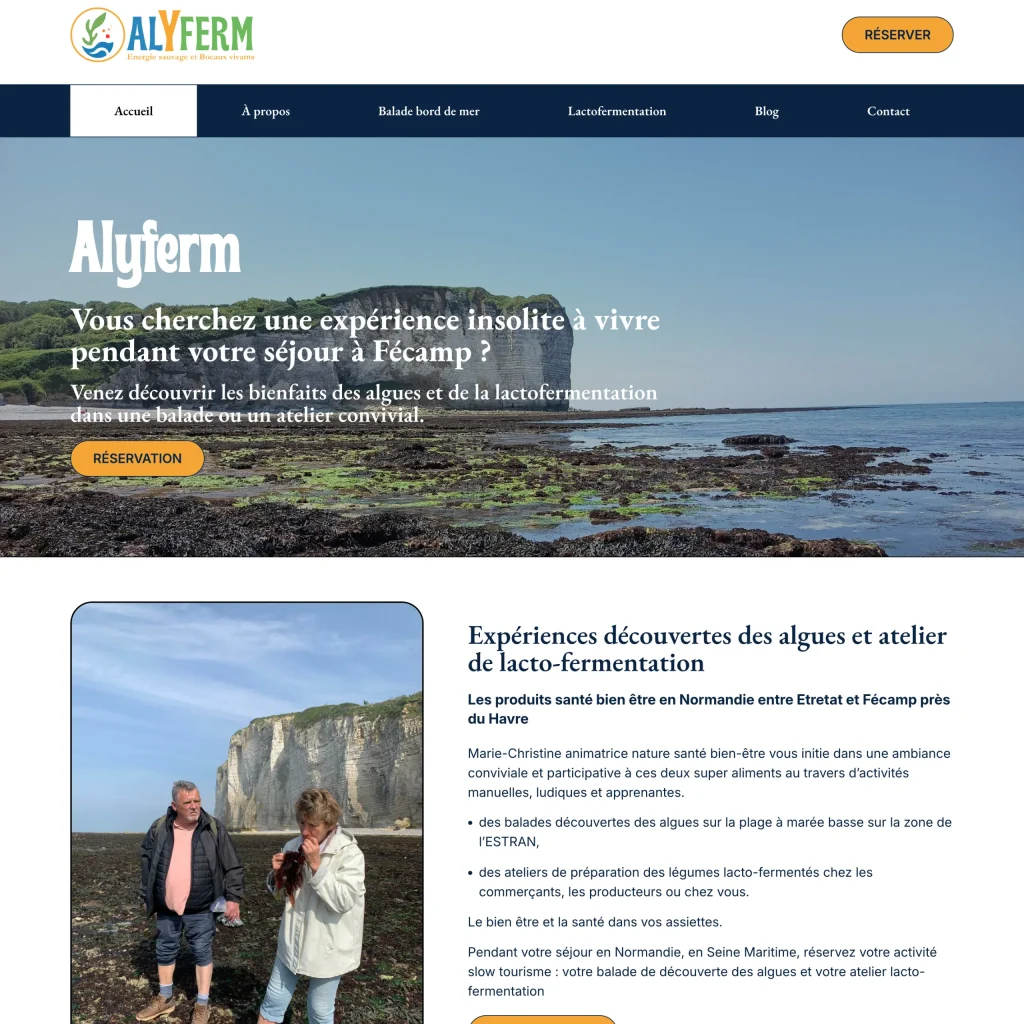 Aperçu du site internet d'Alyferm, ateliers de lacto-fermentation — réalisé par Atweb Creation