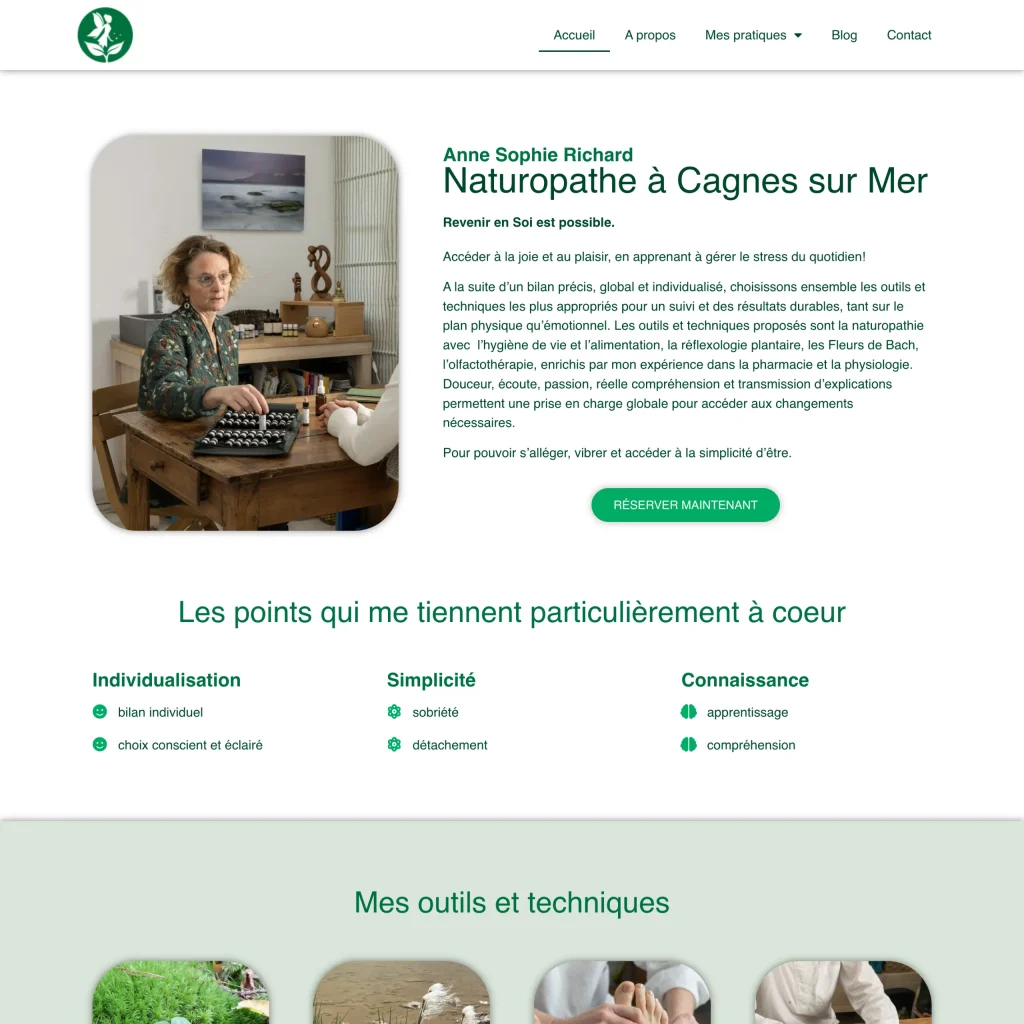 Aperçu du site internet d'Anne-Sophie Richard, naturopathe — création de site thérapeute