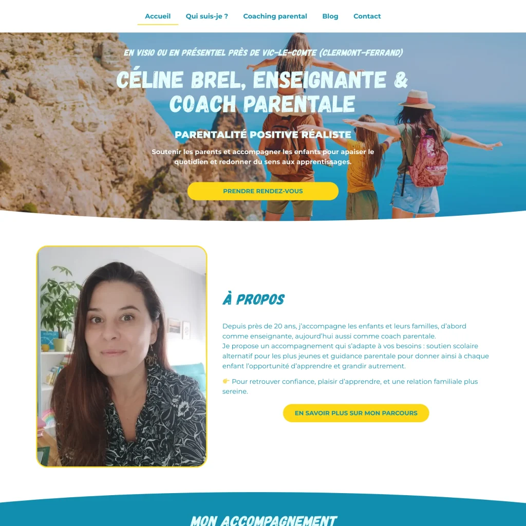 Aperçu du site internet de Céline Brel, coach parentale — réalisé par Atweb Creation
